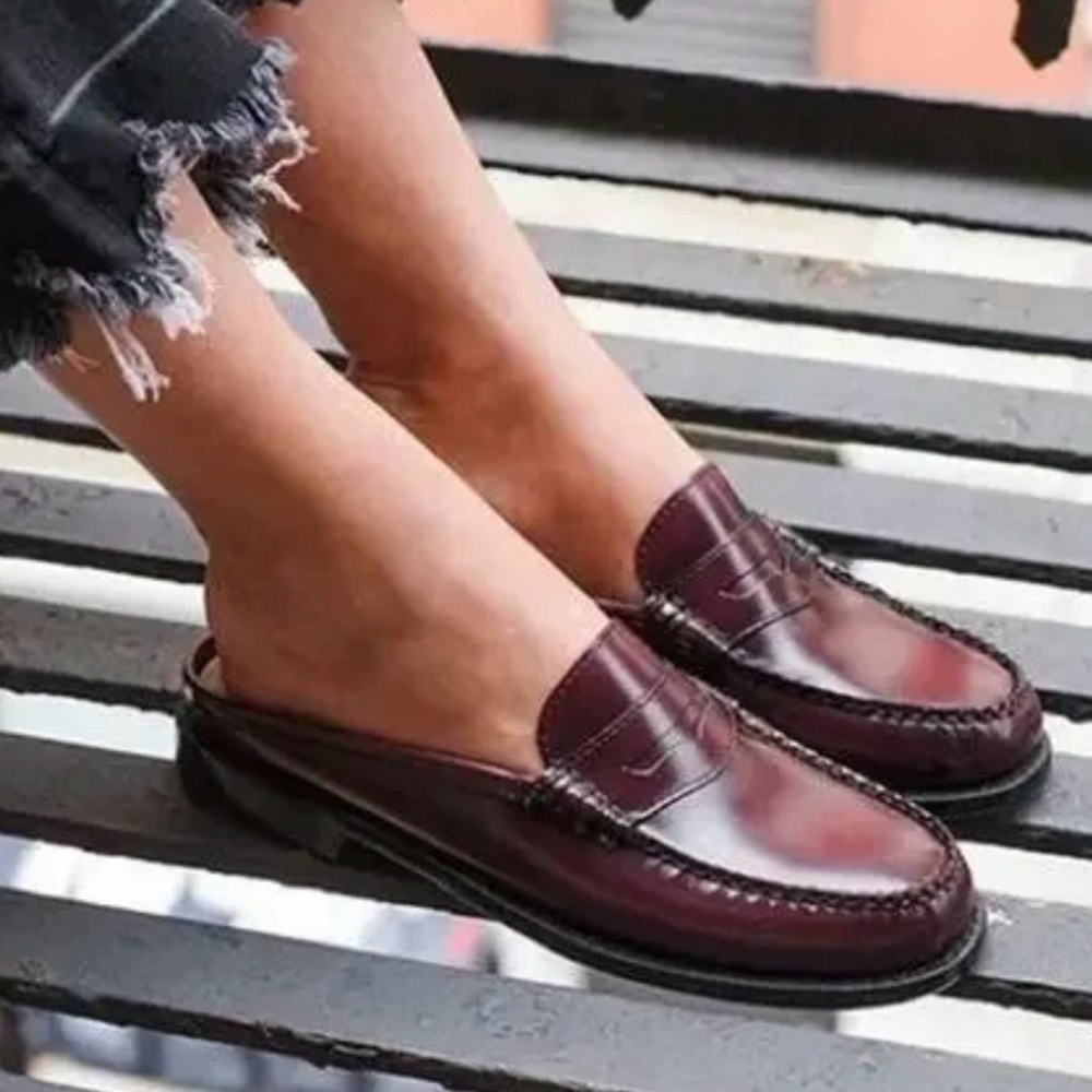 Weejuns Bass Peggy Slip On Mule Loafer Flats Burgundy Women 5 - Picture 3 of 14